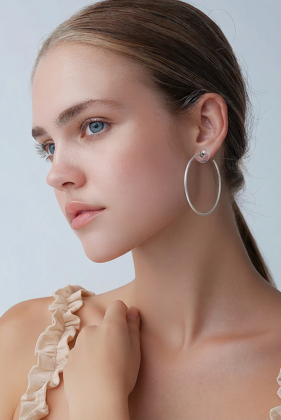 Thin Silver Hoops