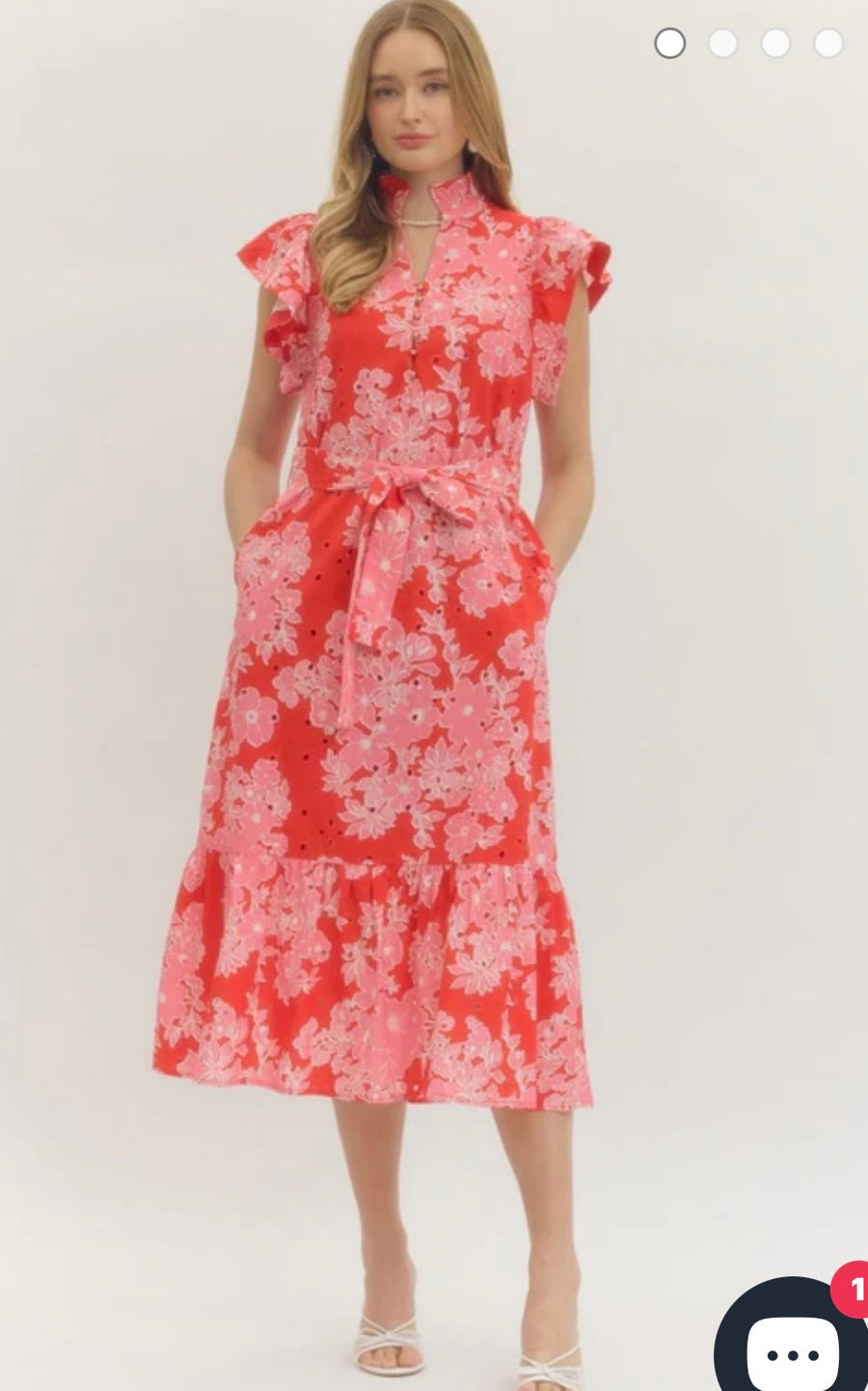 Red and Pink Eyelet Dress