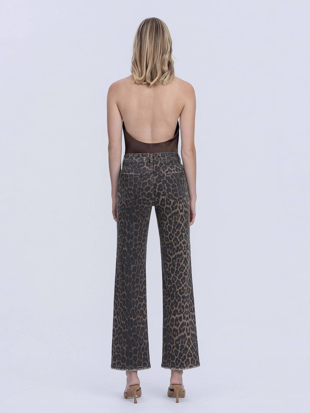 Leopard High Rise Slim Wide Jeans