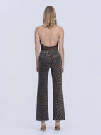 Leopard High Rise Slim Wide Jeans