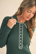 Collard Knit Midi Dress