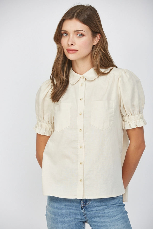 Puff-Sleeve Button Down