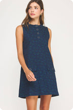 Floral Denim Sleeveless Mini Dress