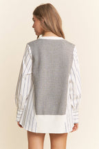 Multi Pattern Color Block Long Sleeve Top