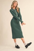 Collard Knit Midi Dress