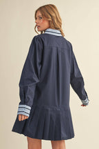 DROP WAIST PLEATED MINI DRESS MDR4384