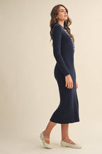 Collard Knit Midi Dress