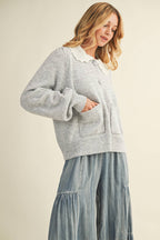 Scalloped Collar Knit Cardigan