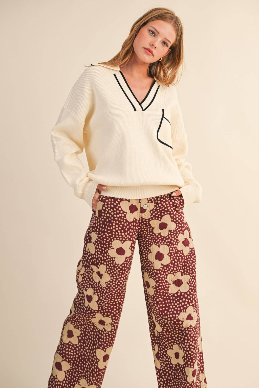 Preppy V-Neck Knit Pullover