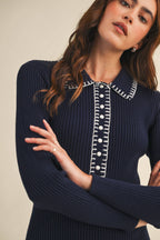 Collard Knit Midi Dress