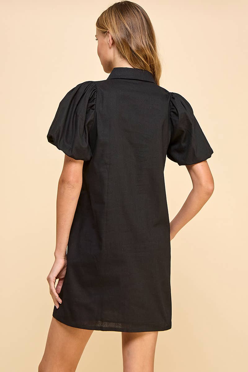 Classic Puff Sleeve Shirt Dress