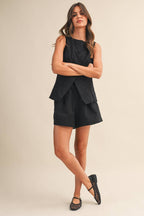 IST6276-A  TWILL EYELET VEST AND PANTS SET/FULLY LINED