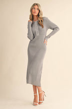 Collard Knit Midi Dress