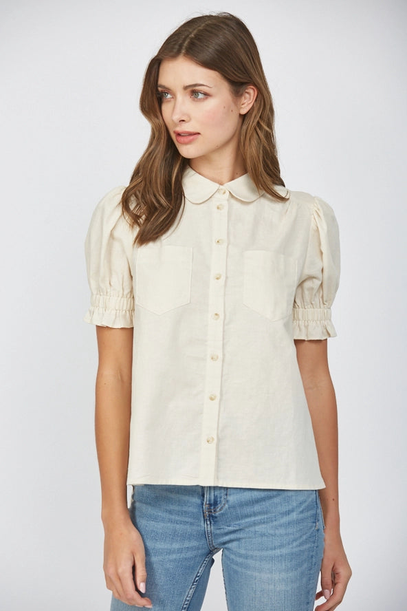 Puff-Sleeve Button Down