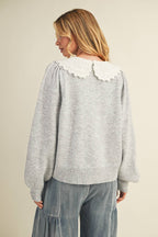 Scalloped Collar Knit Cardigan