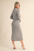 Collard Knit Midi Dress