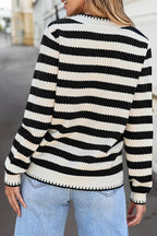 Bold Stripe Button Front Cardigan