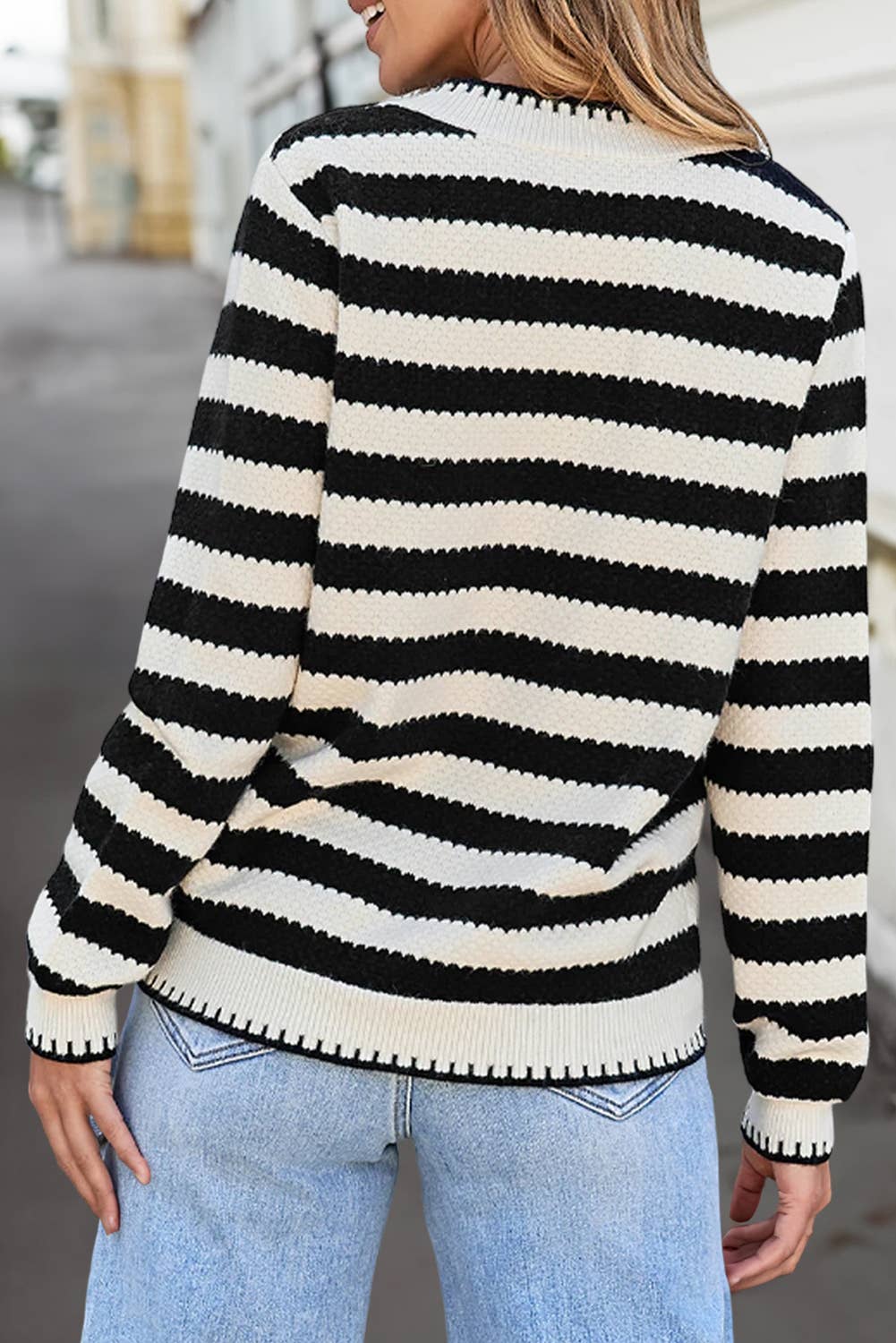 Bold Stripe Button Front Cardigan