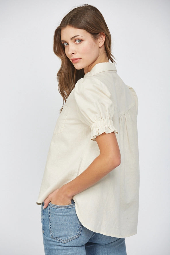 Puff-Sleeve Button Down