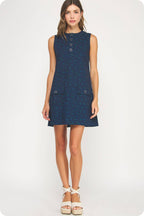 Floral Denim Sleeveless Mini Dress