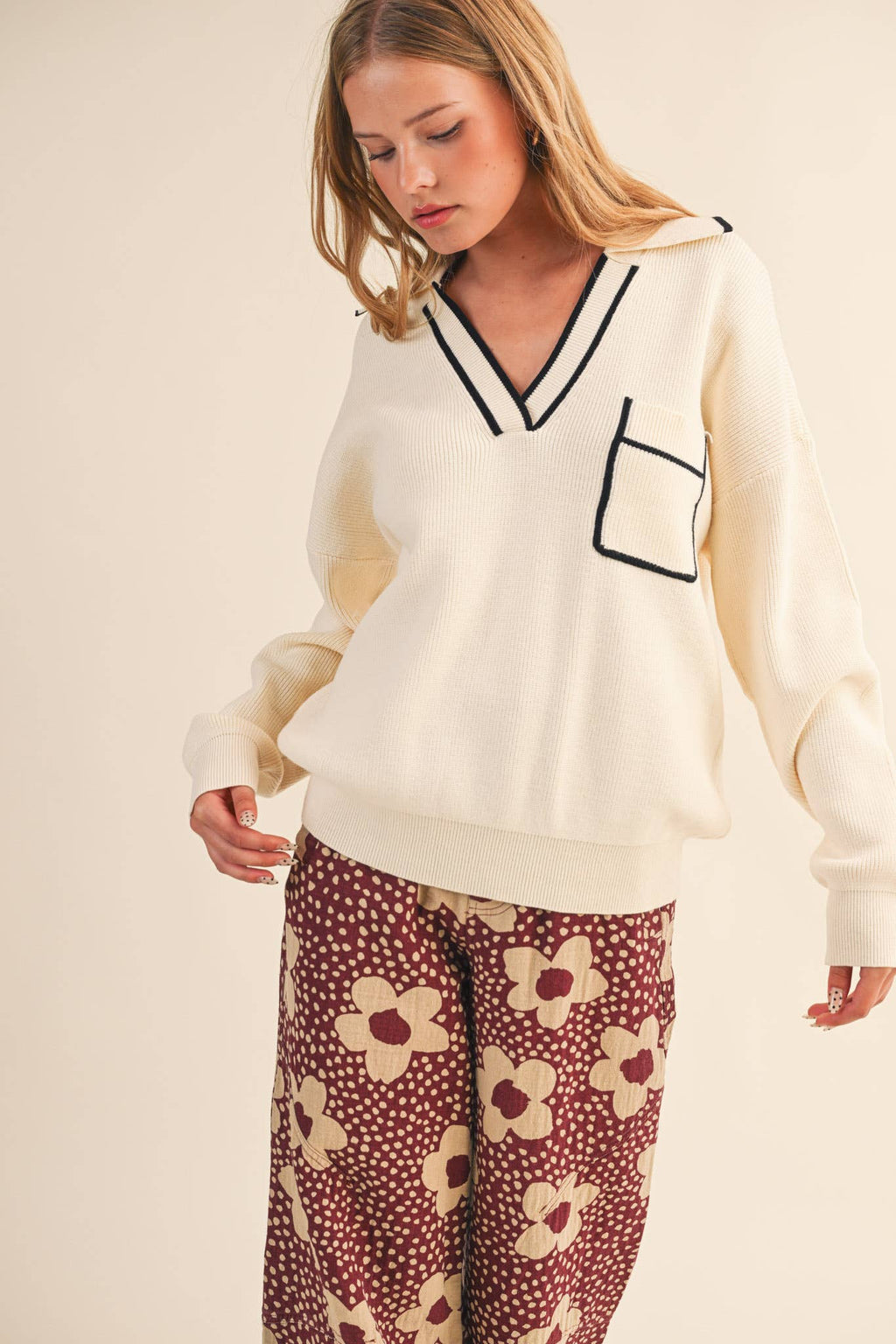 Preppy V-Neck Knit Pullover