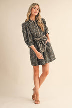 Vintage Inspired Puff Sleeve Mini Dress