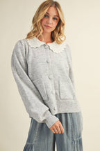 Scalloped Collar Knit Cardigan