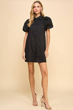 Classic Puff Sleeve Shirt Dress