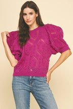 Fuchsia Popcorn Knit Sweater