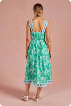 Botanical Garden Ric-Rac Pintuck Midi Dress