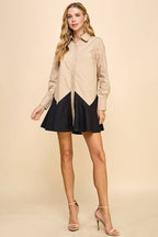 Black and Crean Contrast Dress