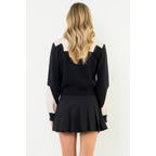 Colorblock Button Front Knit Cardigan