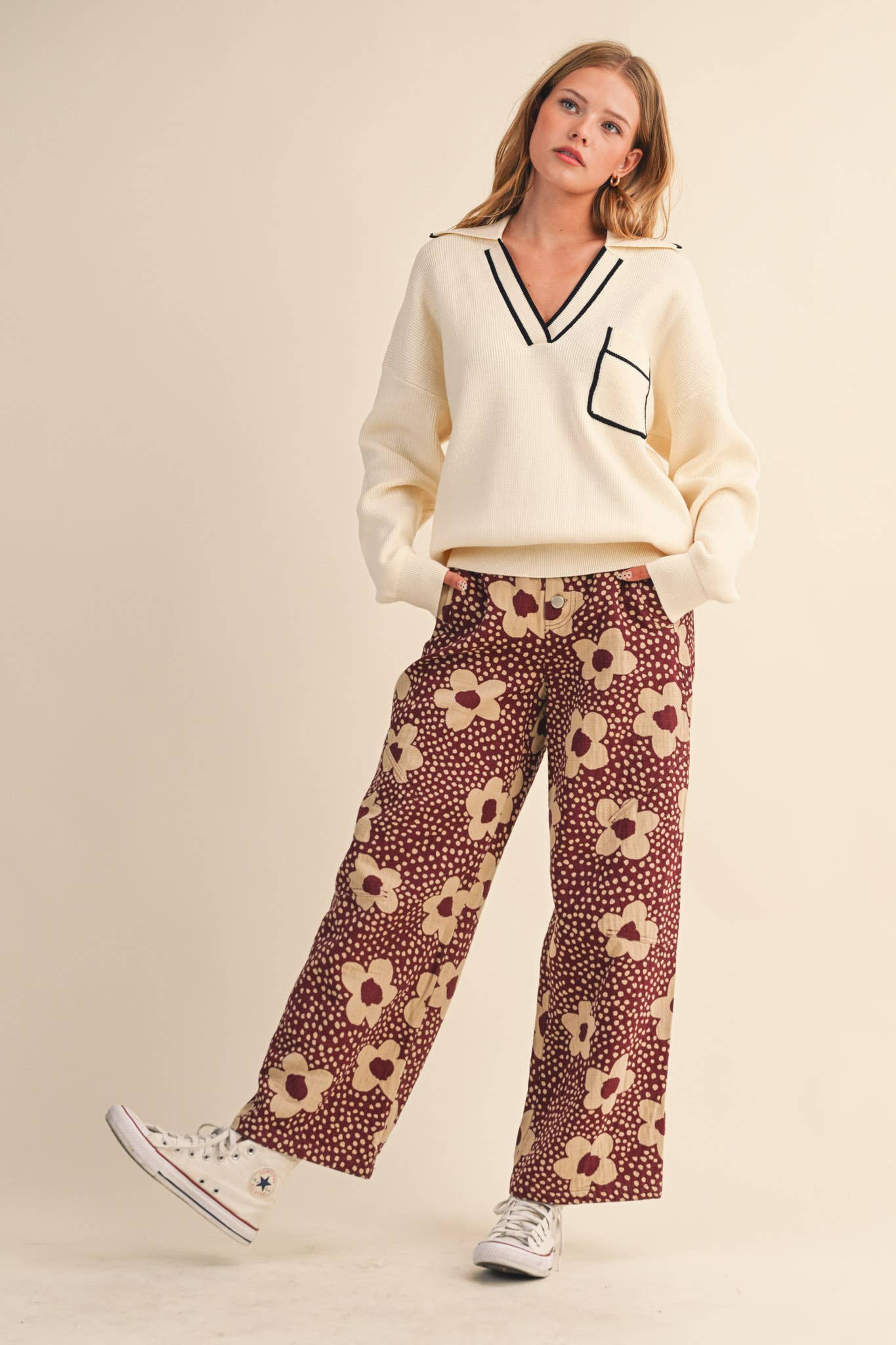 Preppy V-Neck Knit Pullover