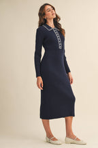 Collard Knit Midi Dress