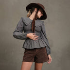 Plaid Smocked Peplum Blouse