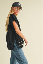 OPEN SIDE TIE V NECK SWEATER VEST TOP