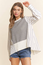 Multi Pattern Color Block Long Sleeve Top