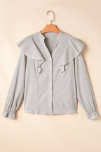 Ruffled Gingham Button-Up Blouse