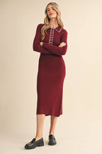 Collard Knit Midi Dress