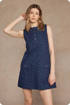 Floral Denim Sleeveless Mini Dress