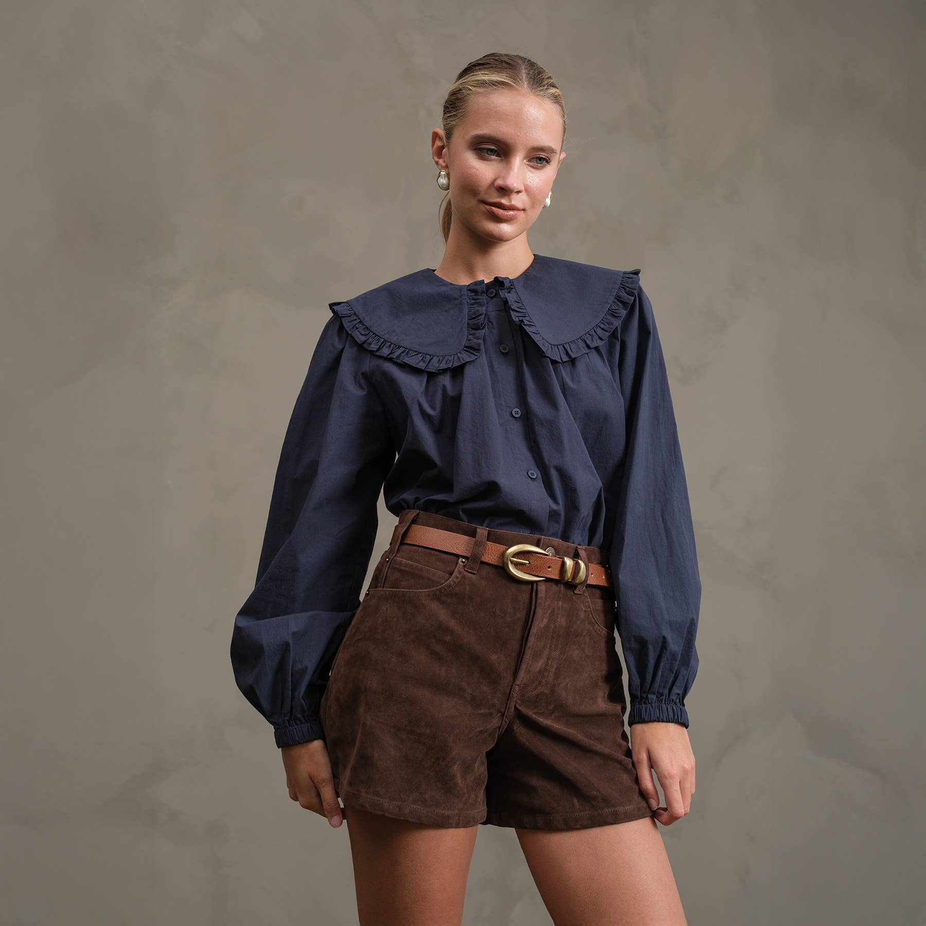 Frill Collar Cotton BlousE