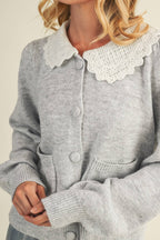 Scalloped Collar Knit Cardigan