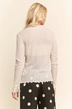 METALLIC RIBBED MOCK NECK MESH TOP