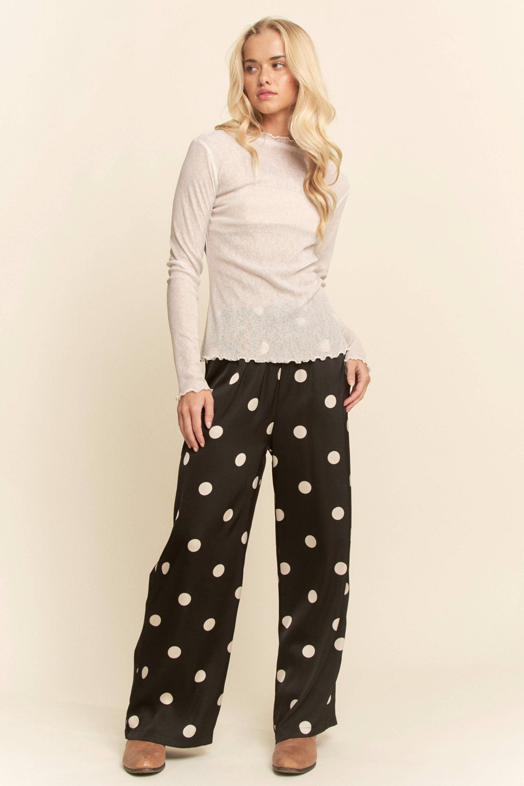 METALLIC RIBBED MOCK NECK MESH TOP