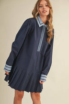 DROP WAIST PLEATED MINI DRESS MDR4384
