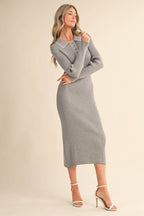 Collard Knit Midi Dress