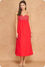 Top Stitch Bustier Linen Midi Dress