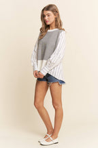 Multi Pattern Color Block Long Sleeve Top