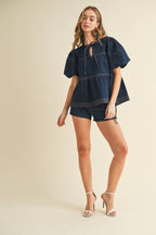 Dark Denim Tiered Top