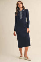 Collard Knit Midi Dress